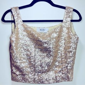 MIRI New York sleeveless sequin crop top.